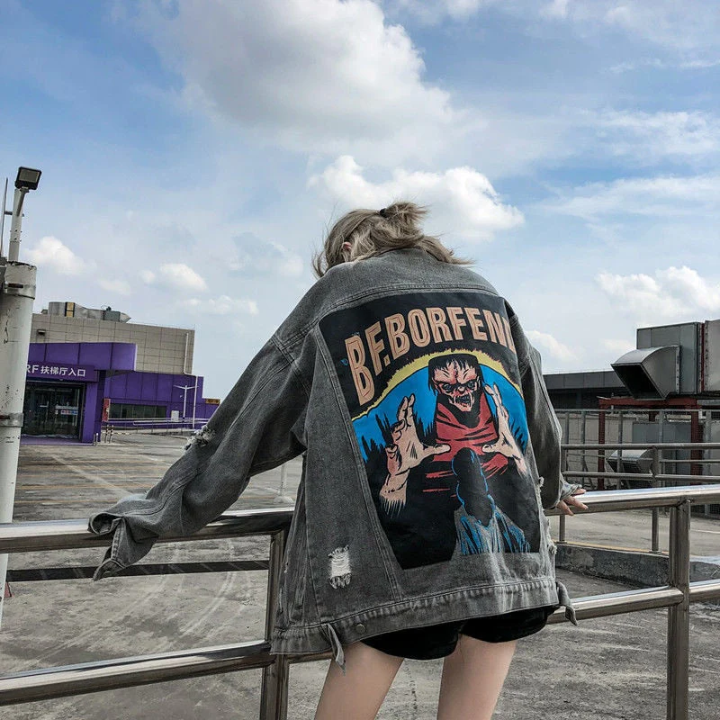 Oversized BF.Borfend Street Denim Jacket - Image 2