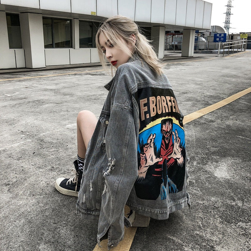 Oversized BF.Borfend Street Denim Jacket - Image 3