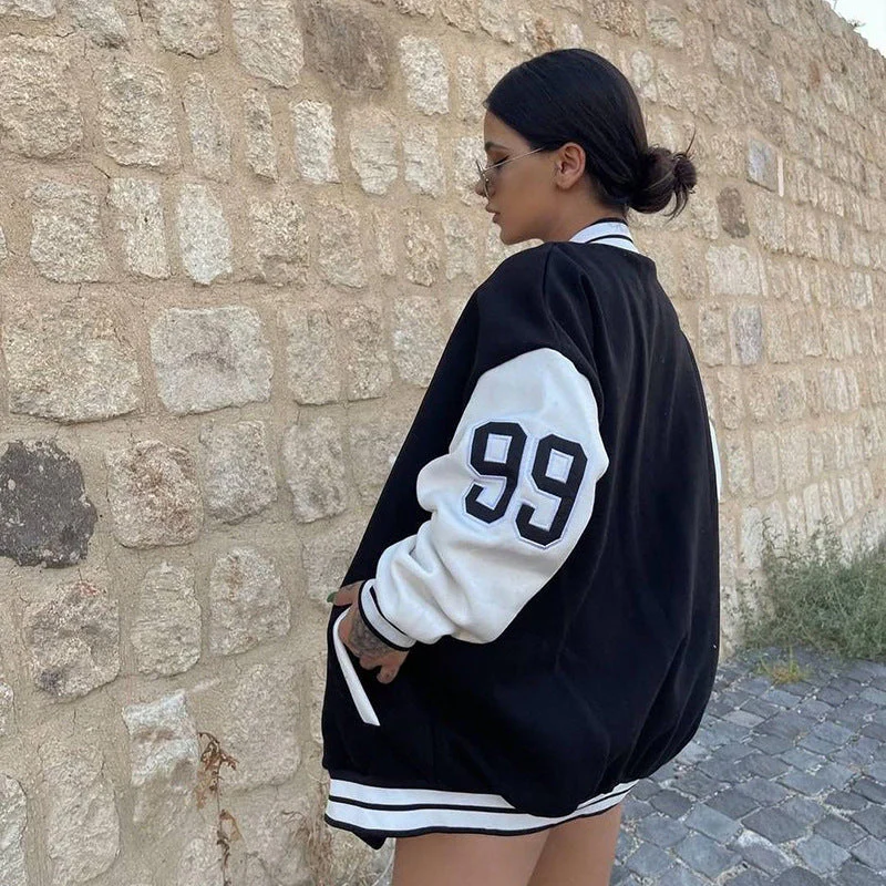 Oversized Logo Varsity Jacket - Image 7