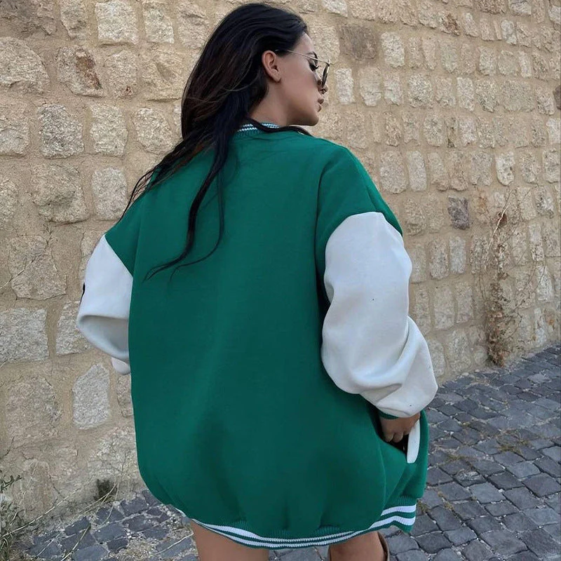 Oversized Logo Varsity Jacket - Image 8