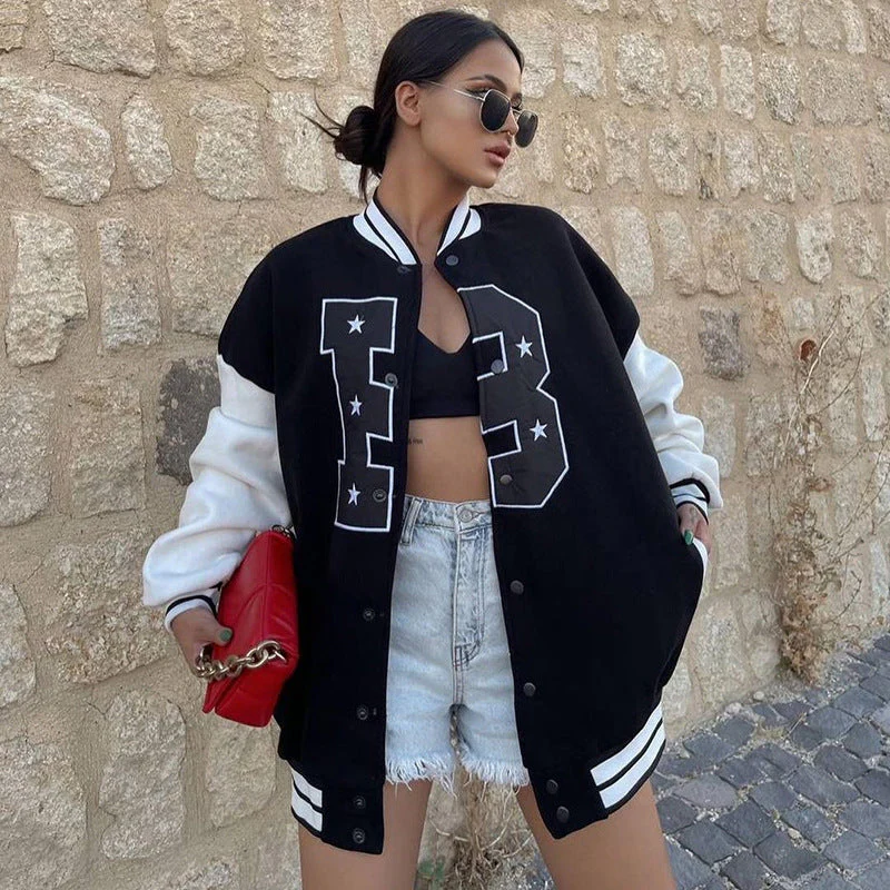 Oversized Logo Varsity Jacket - Image 9