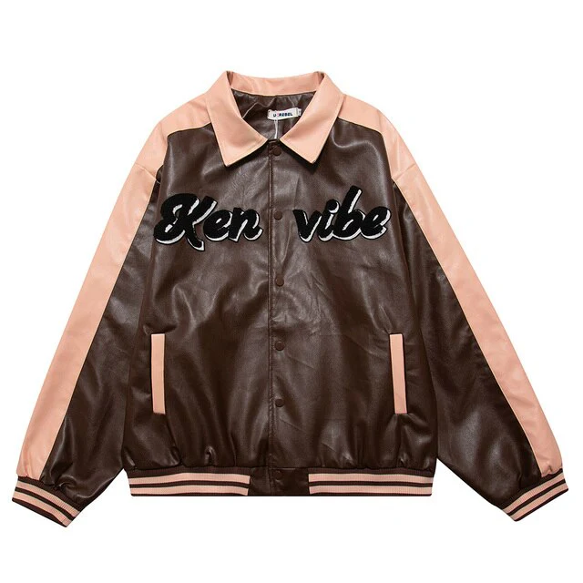 Oversized Pu Leather Varsity Jacket - Image 11