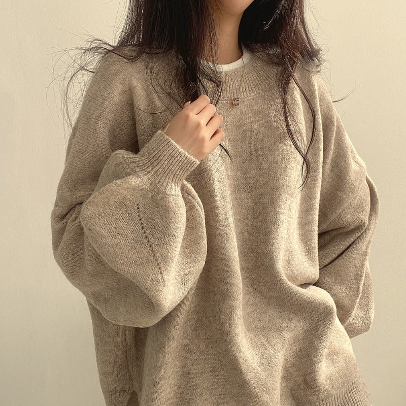 Oversized Split Hem Pullover Sweater - Image 2