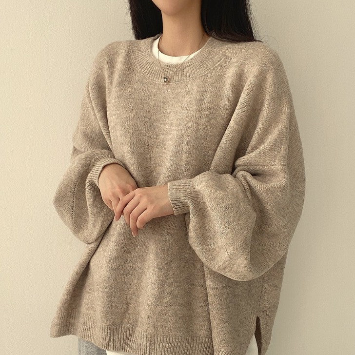 Oversized Split Hem Pullover Sweater - Image 3