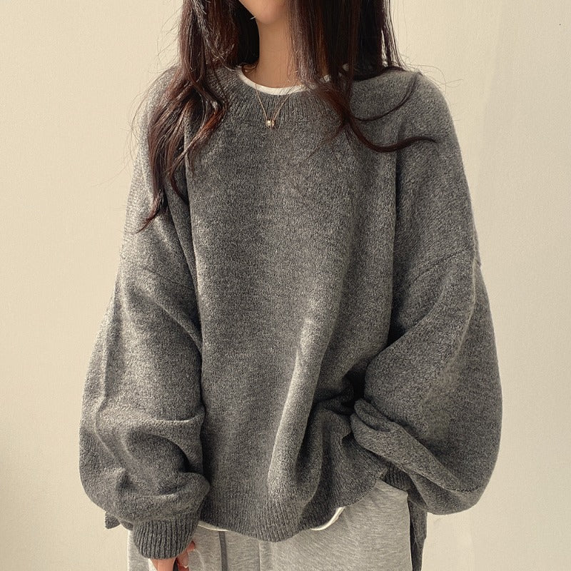 Oversized Split Hem Pullover Sweater - Image 5
