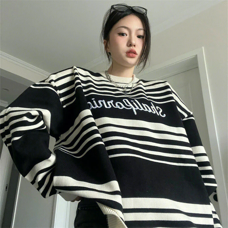 Oversized Stripe Jumper Knit Sweater - Image 5