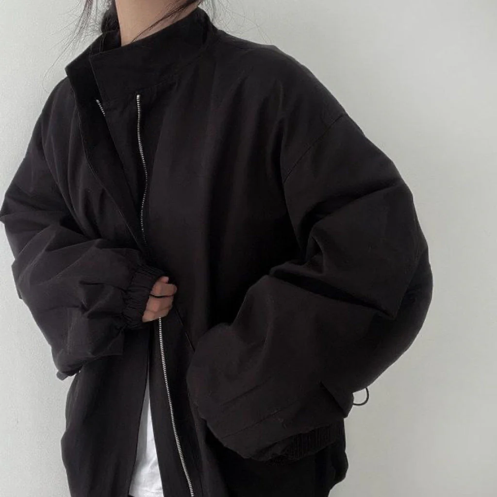 Oversized Zip Up Bomber Jacket - Image 3