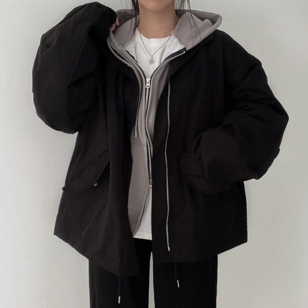 Oversized Zip Up Bomber Jacket - Image 5