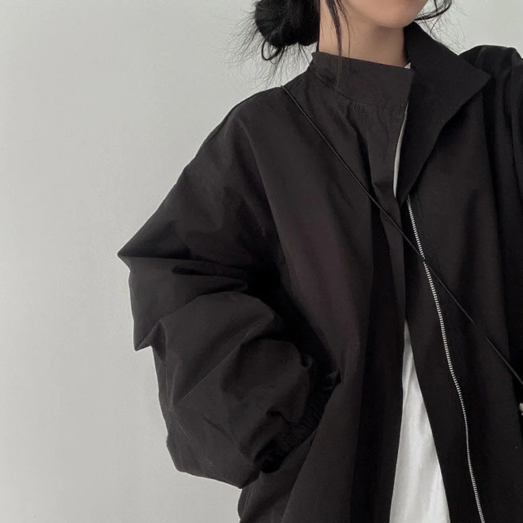 Oversized Zip Up Bomber Jacket - Image 6