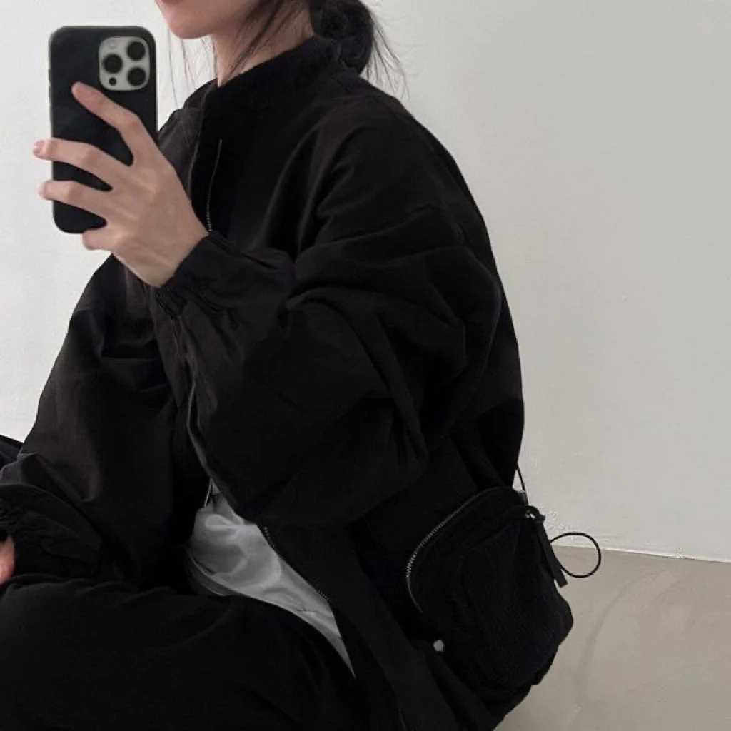 Oversized Zip Up Bomber Jacket - Image 7