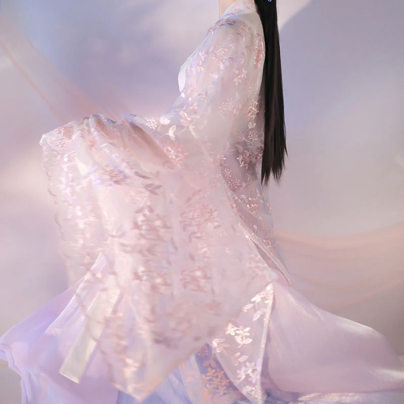 Pastel Flower Hanfu Dress Set - Image 4