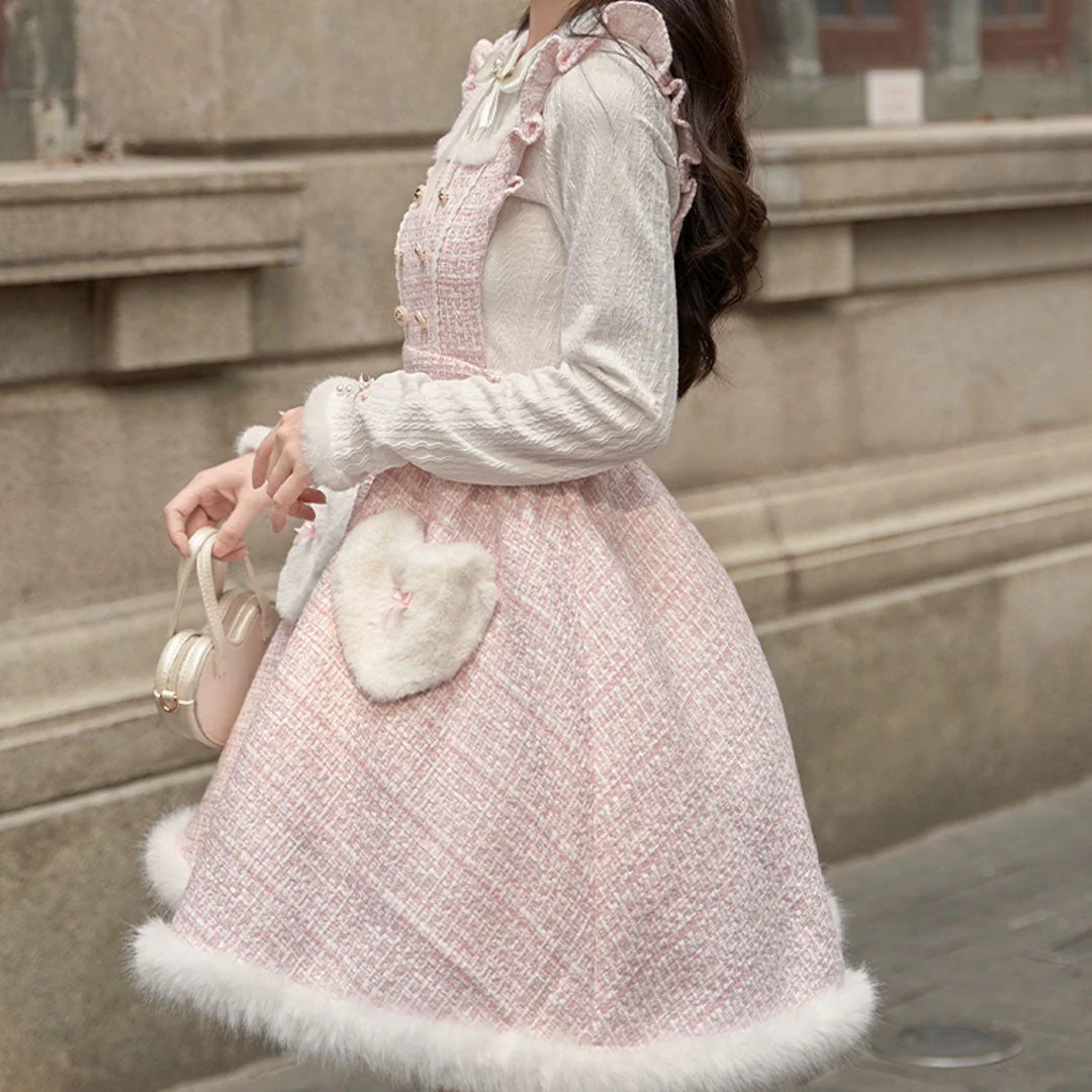 Pastel Plaid Dress Knitted Top Set - Image 3