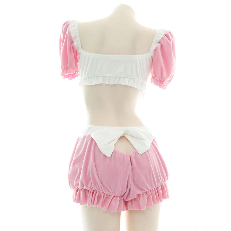 Pastel Plush Bow Lingerie Set - Image 3