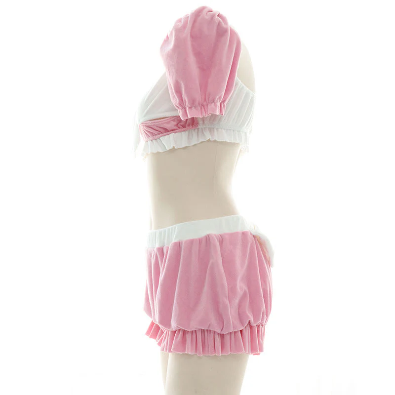 Pastel Plush Bow Lingerie Set - Image 4