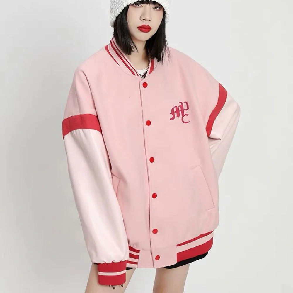 Pastel Toweling Embroidered Varsity Jacket - Image 2