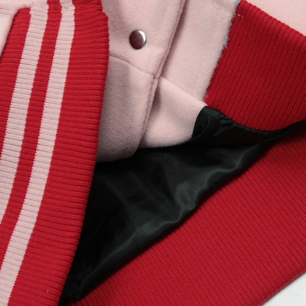 Pastel Toweling Embroidered Varsity Jacket - Image 5