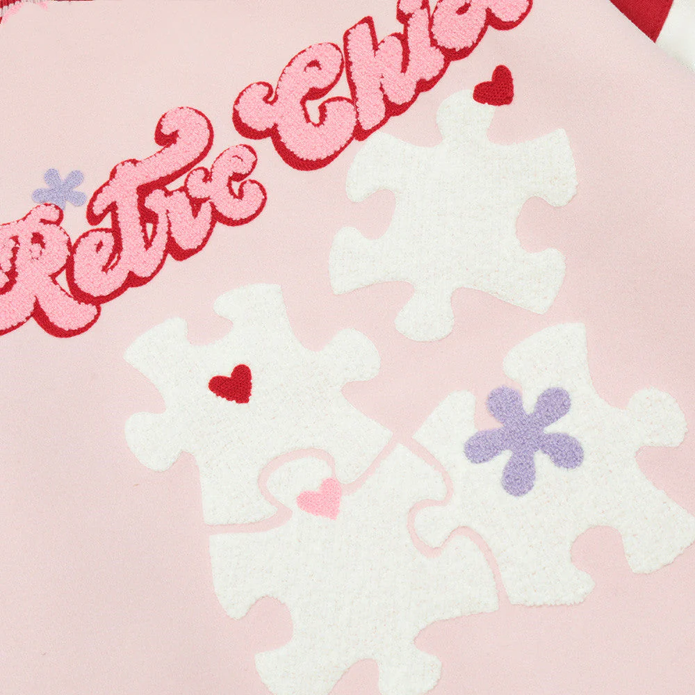 Pastel Toweling Embroidered Varsity Jacket - Image 6