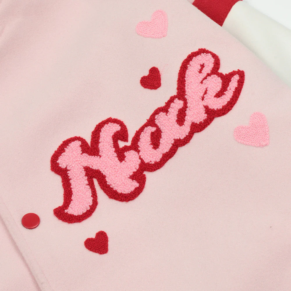 Pastel Toweling Embroidered Varsity Jacket - Image 8