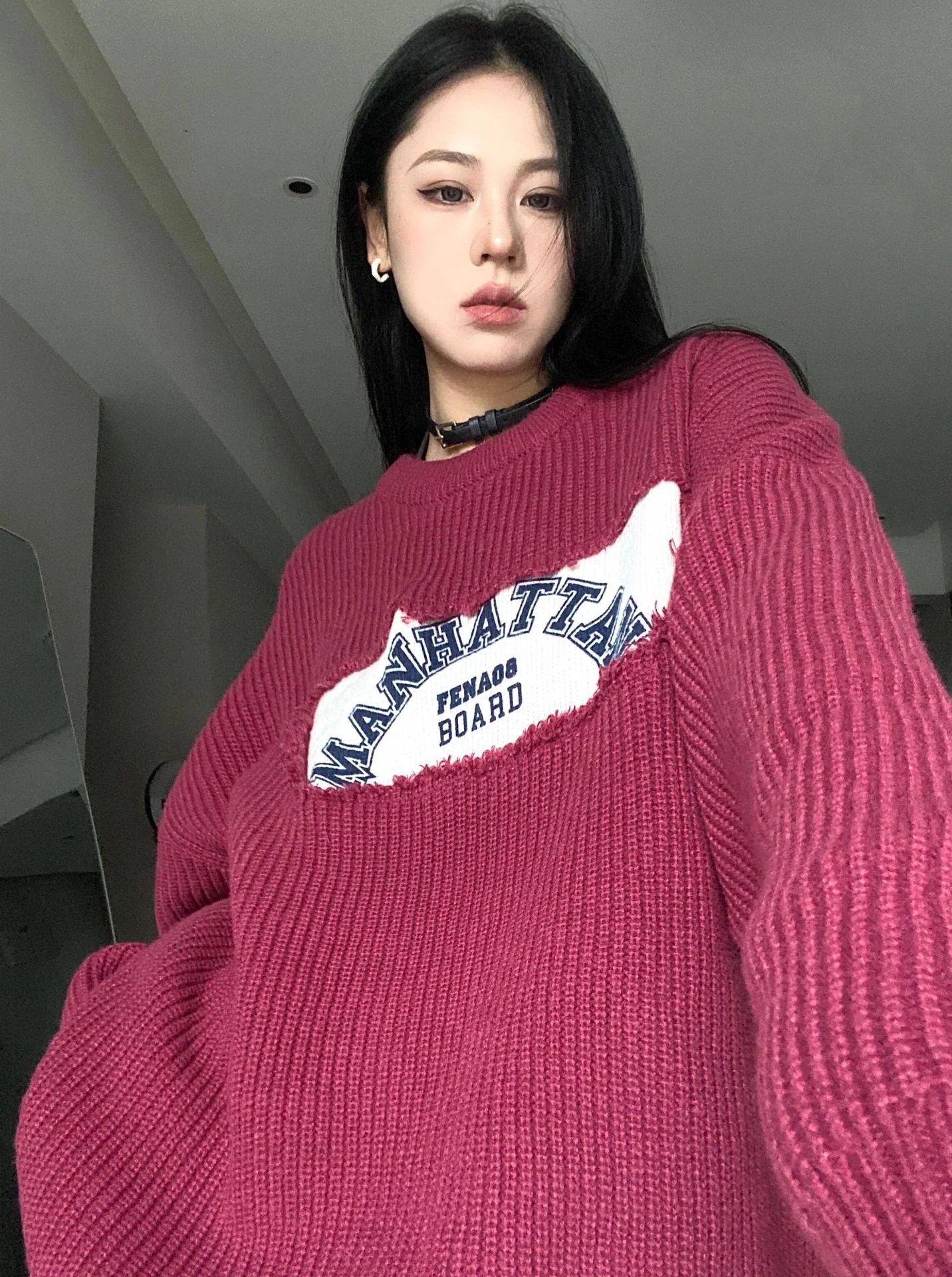 Patched Logo Embroidery Pullover Sweater - Image 6