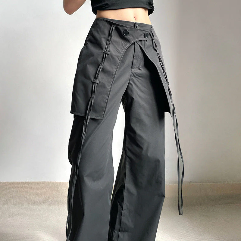 Patchwork Baggy Parachute Cargo Pants - Image 2