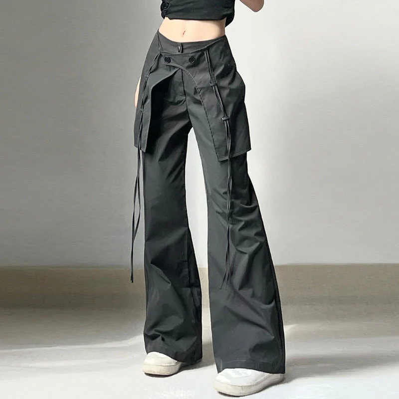Patchwork Baggy Parachute Cargo Pants - Image 3