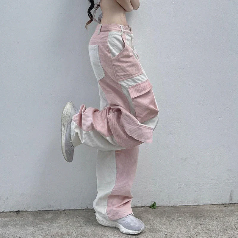 Patchwork Corduroy 90s Cargo Pants - Image 2
