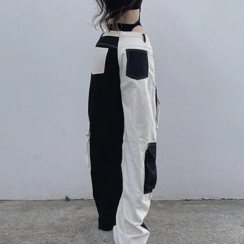 Patchwork Corduroy 90s Cargo Pants - Image 4