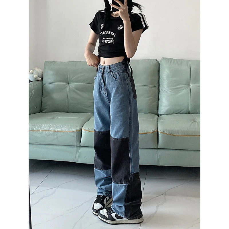 Patchwork Denim Boyfriend Jeans - Image 6