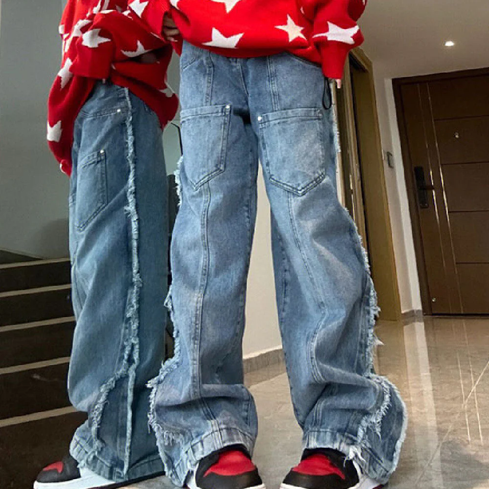 Patchwork Distressed Loose Jeans