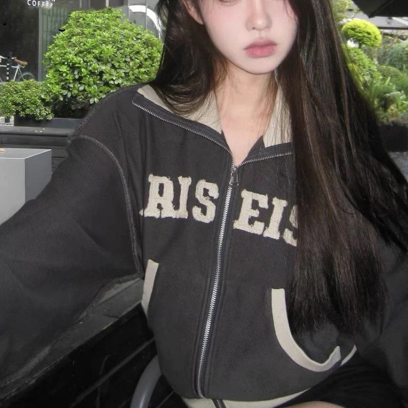 Patchwork Letters Zip Up Jacket - Image 4