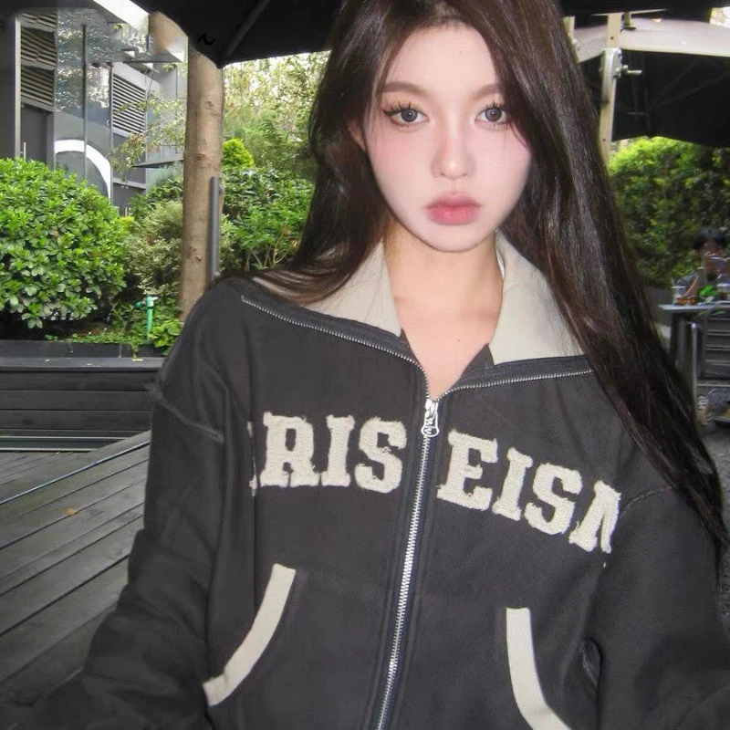 Patchwork Letters Zip Up Jacket - Image 7
