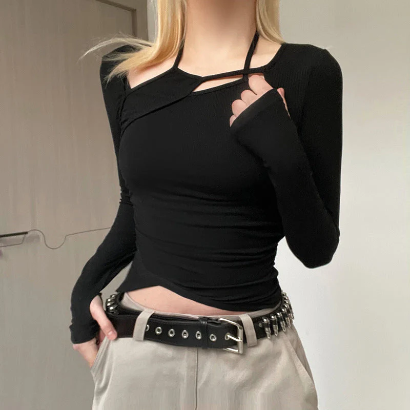 Patchwork Long Sleeve Crop Top - Image 5