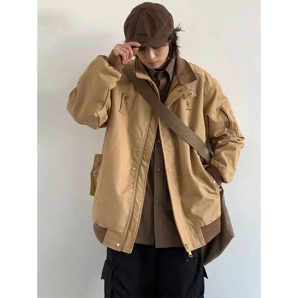 Patchwork Oversized Cargo Zip UP Jacket - Image 2