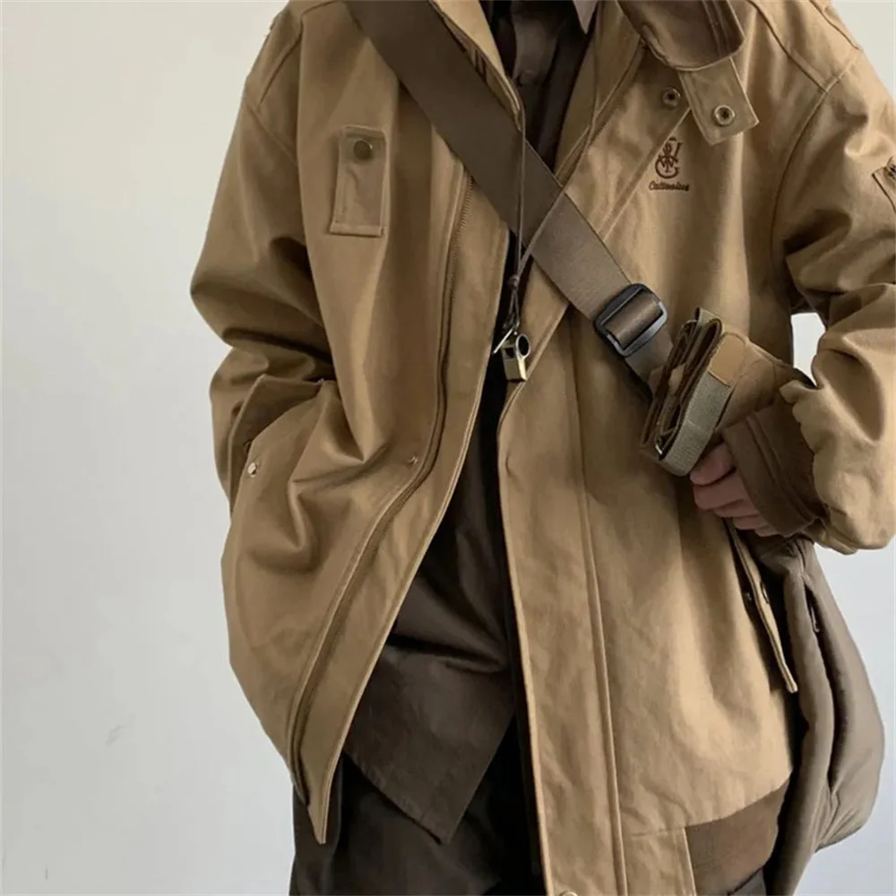 Patchwork Oversized Cargo Zip UP Jacket - Image 3
