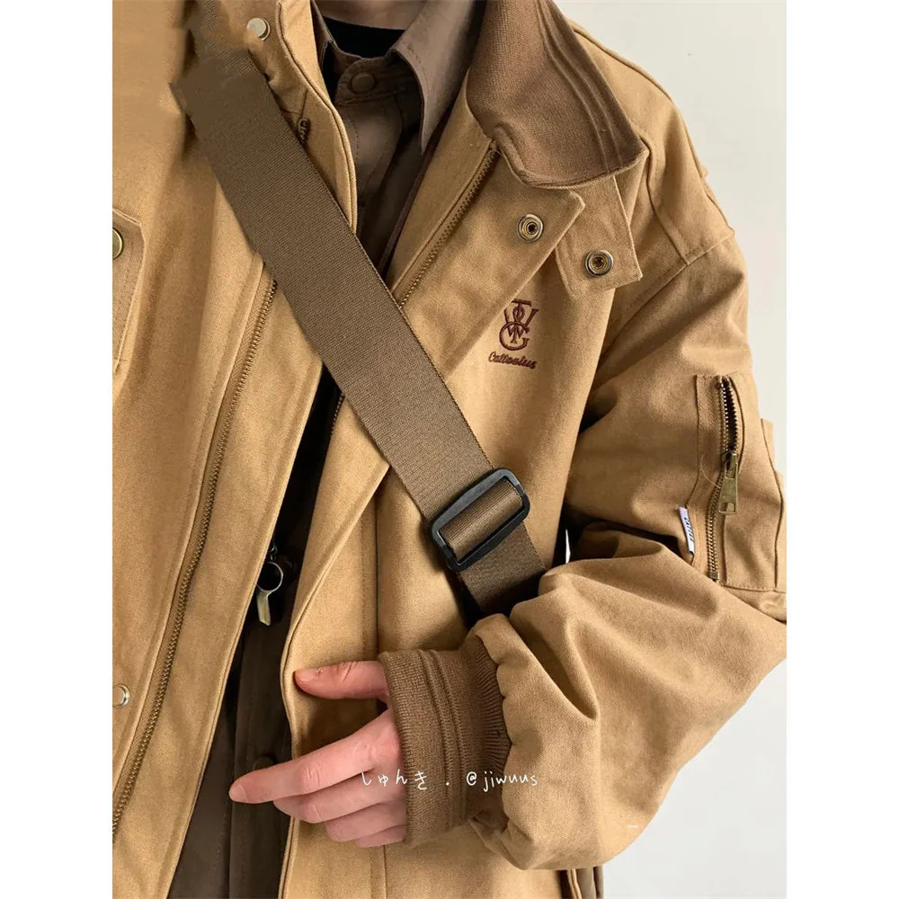 Patchwork Oversized Cargo Zip UP Jacket - Image 5