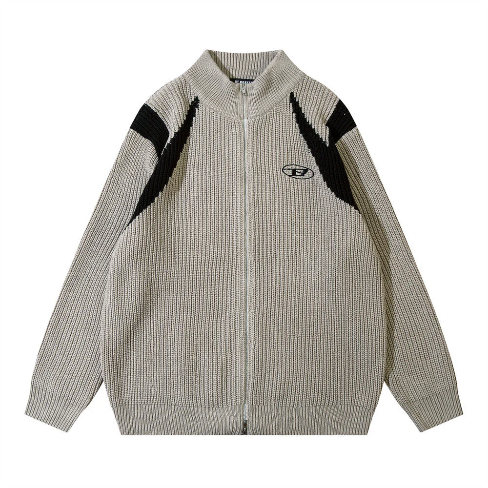 Patchwork Oversized Zip Up Cardigan - Image 2