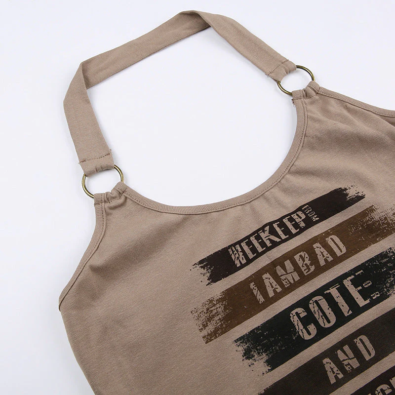 Patchwork Printed Halter Cropped Tank Top - Image 4