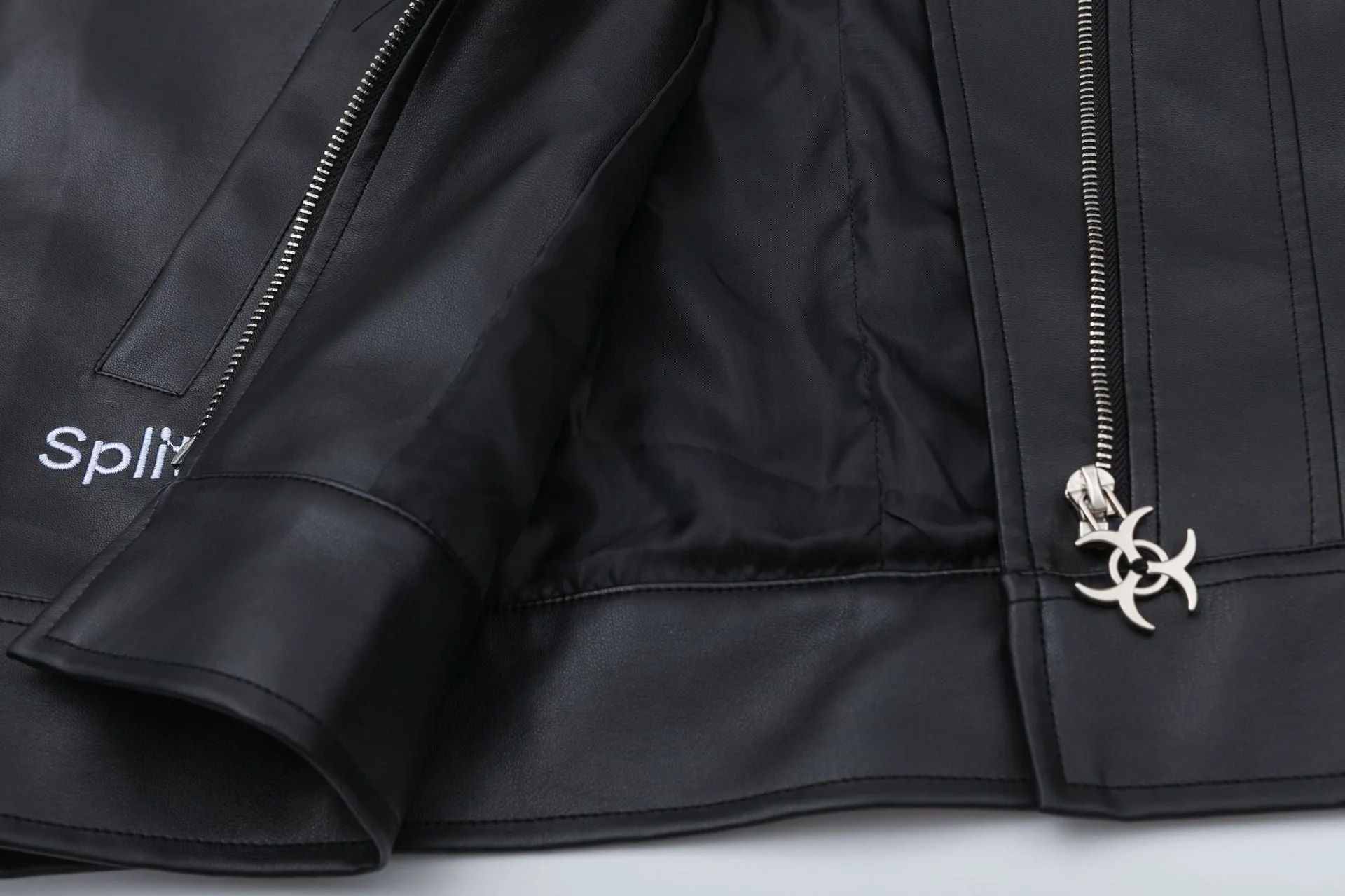 Patchwork Pu Leather Zip Up Jacket - Image 4
