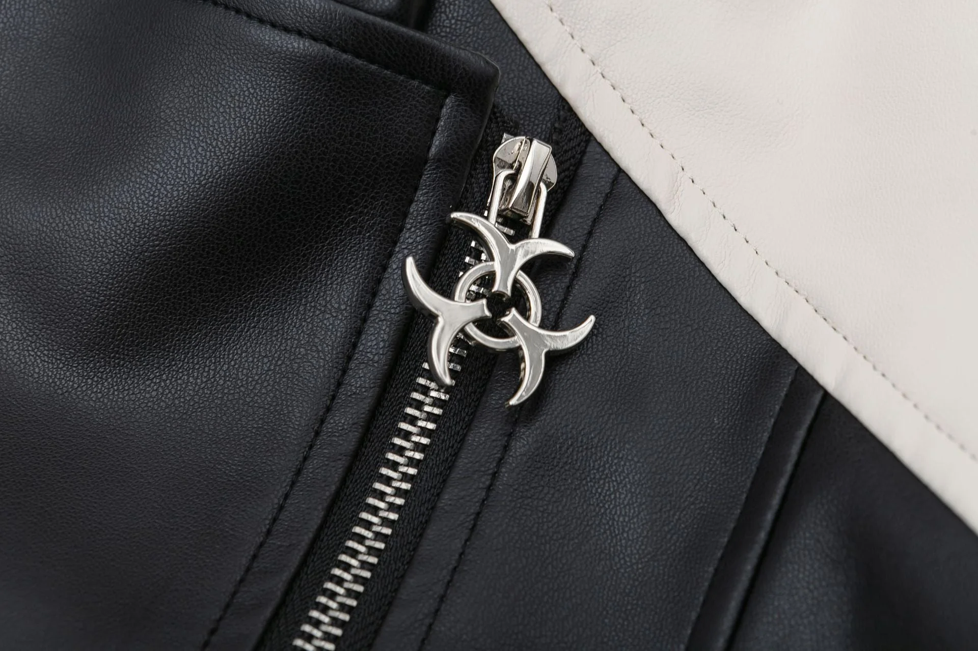 Patchwork Pu Leather Zip Up Jacket - Image 6