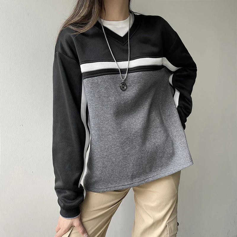 Patchwork Striped 90s Sweatshirt - Image 4