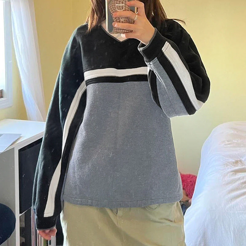 Patchwork Striped 90s Sweatshirt - Image 5