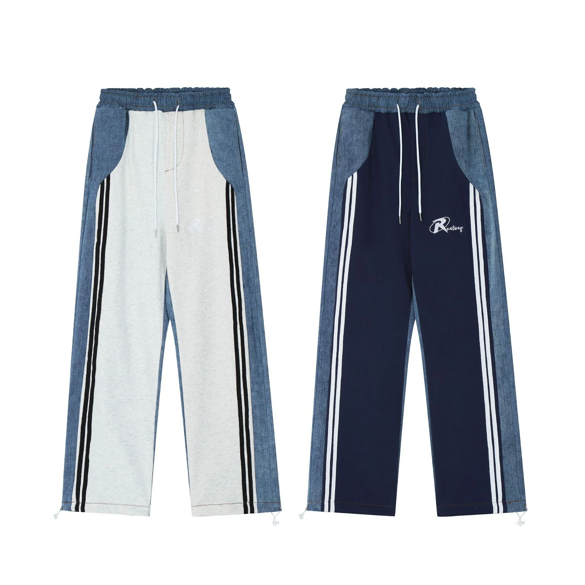 Patchwork Striped Boyfriend Jeans - Image 2