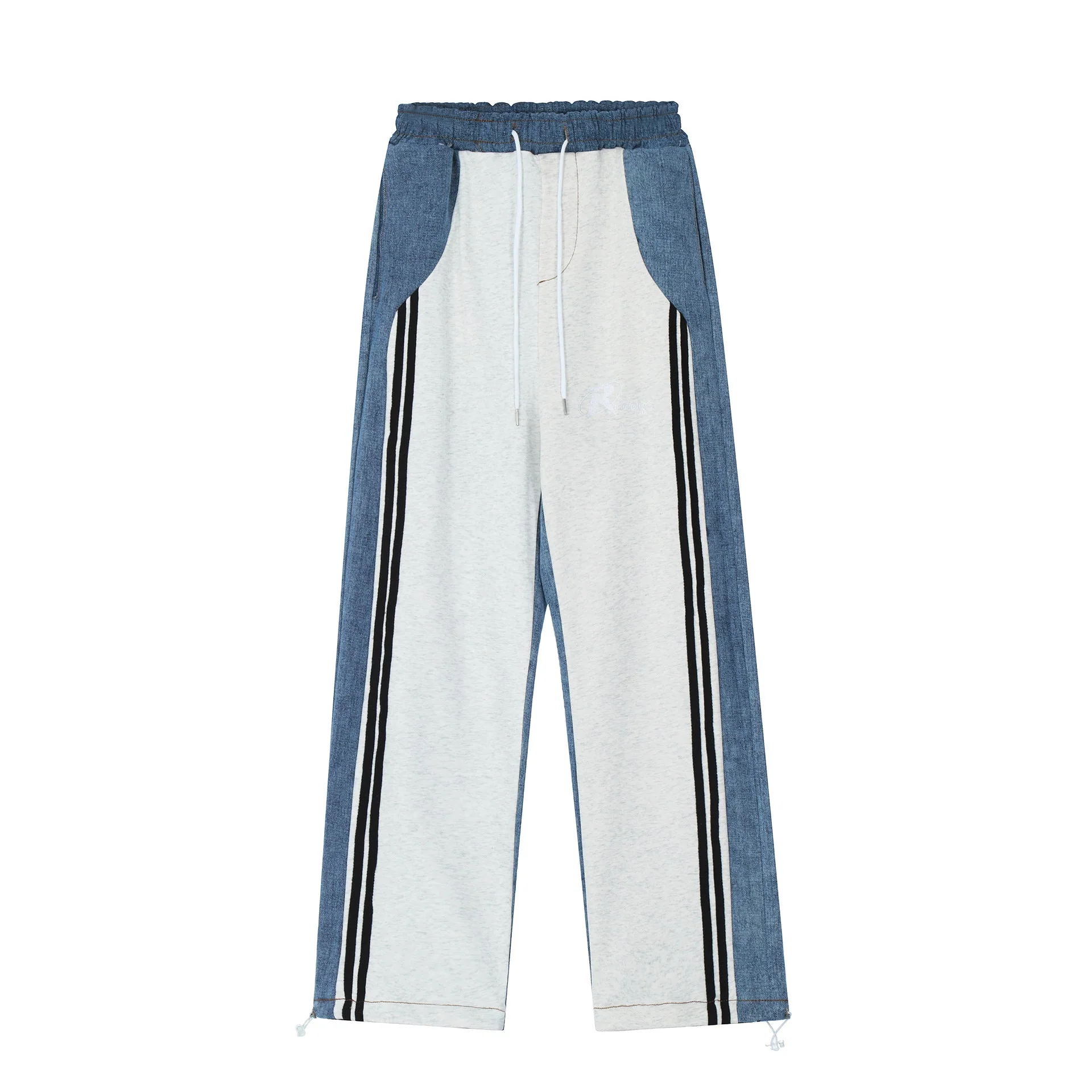 Patchwork Striped Boyfriend Jeans - Image 4