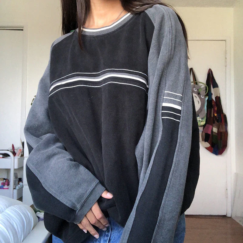 Patchwork Striped Crew Sweatshirt - Image 4