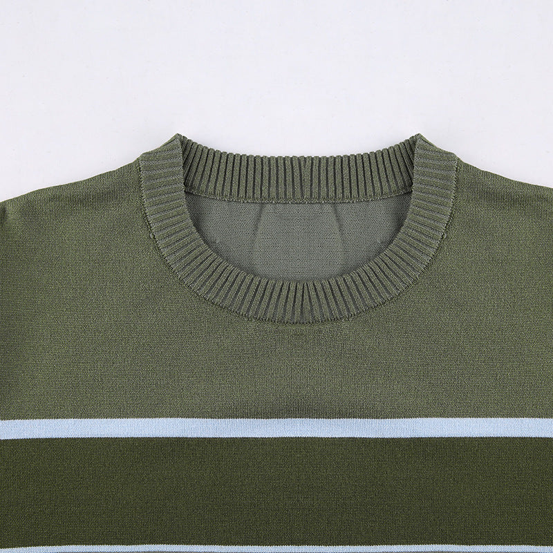 Patchwork Striped Knit Sweater - Image 10