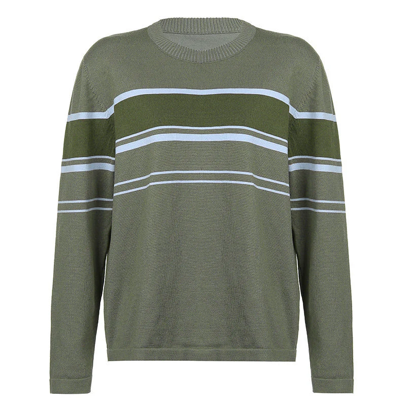 Patchwork Striped Knit Sweater - Image 3