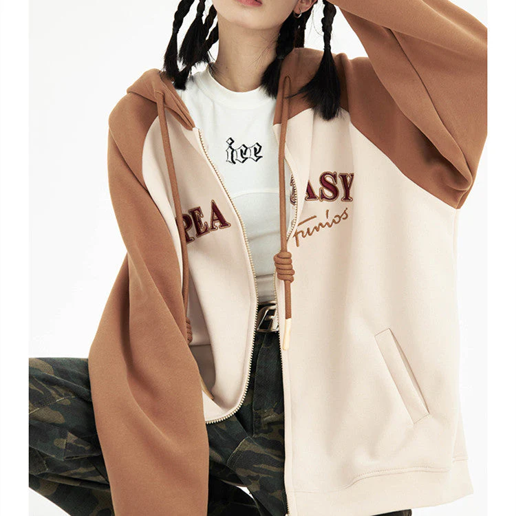 Patchwork Striped Zip Up Hoodie - Image 6