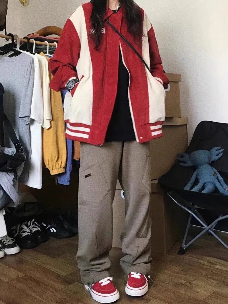 Patchwork Zip Up Corduroy Jacket - Image 10