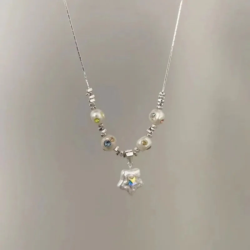 Pearl and Rhinestone Pendant Necklace - Image 10