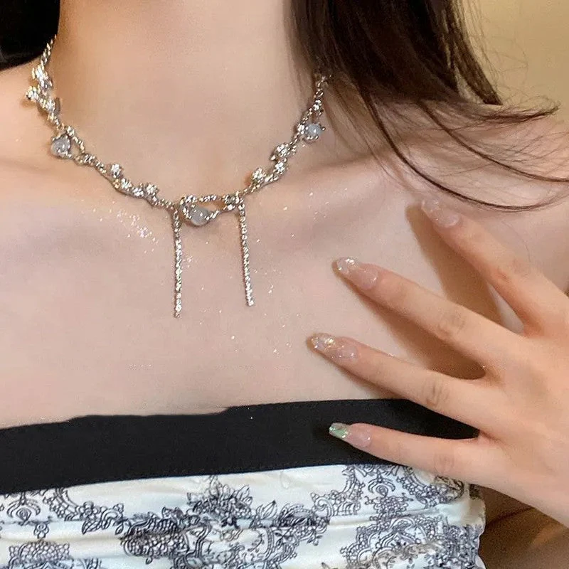 Pearl and Rhinestone Pendant Necklace - Image 13
